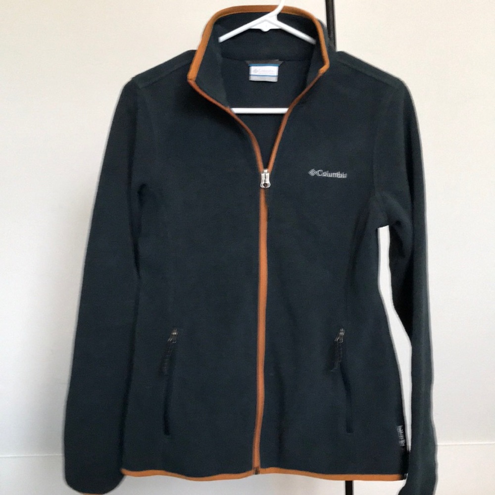 Columbia Polartec fleece, dark blue and burnt orange. Worn once.